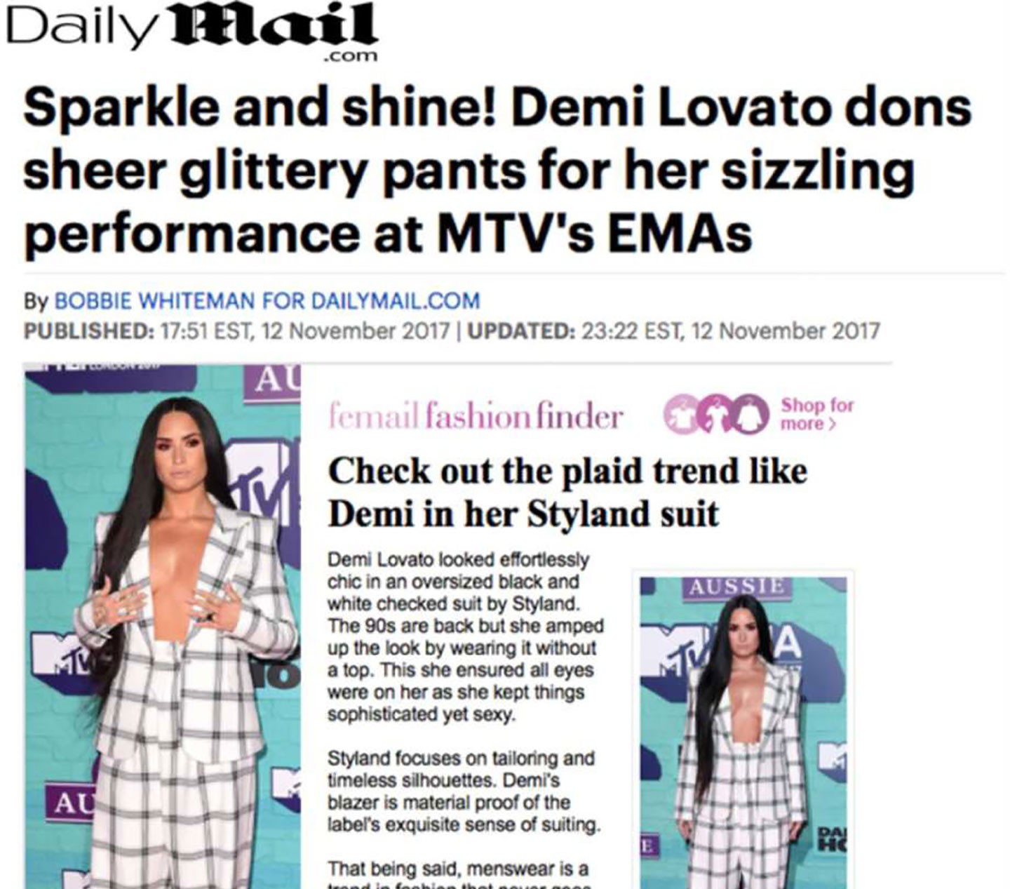 DEMI LOVATO - MTV EMAs 2017 London