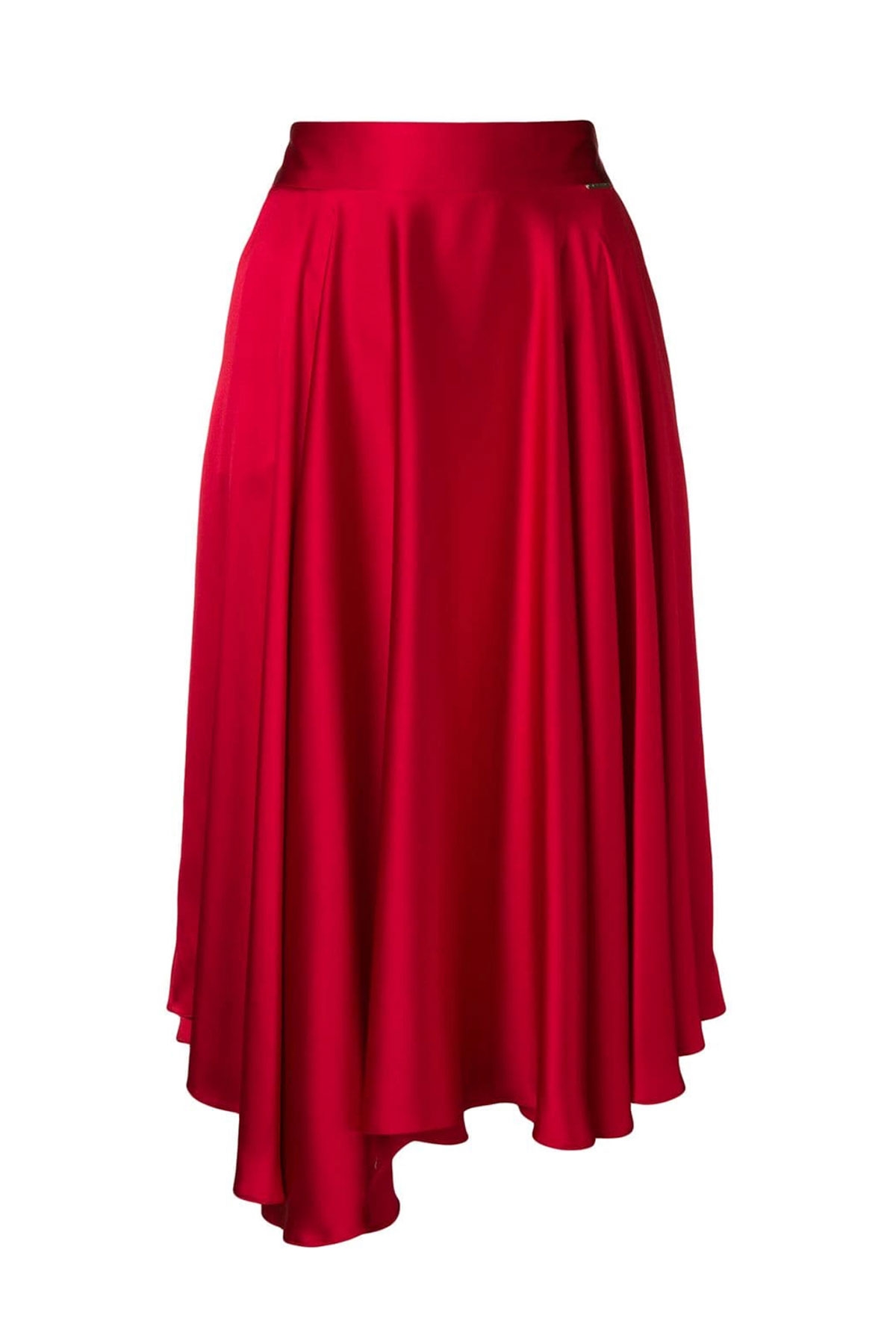 RED LONG SKIRT WITH SINGLE POCKET - STYLAND