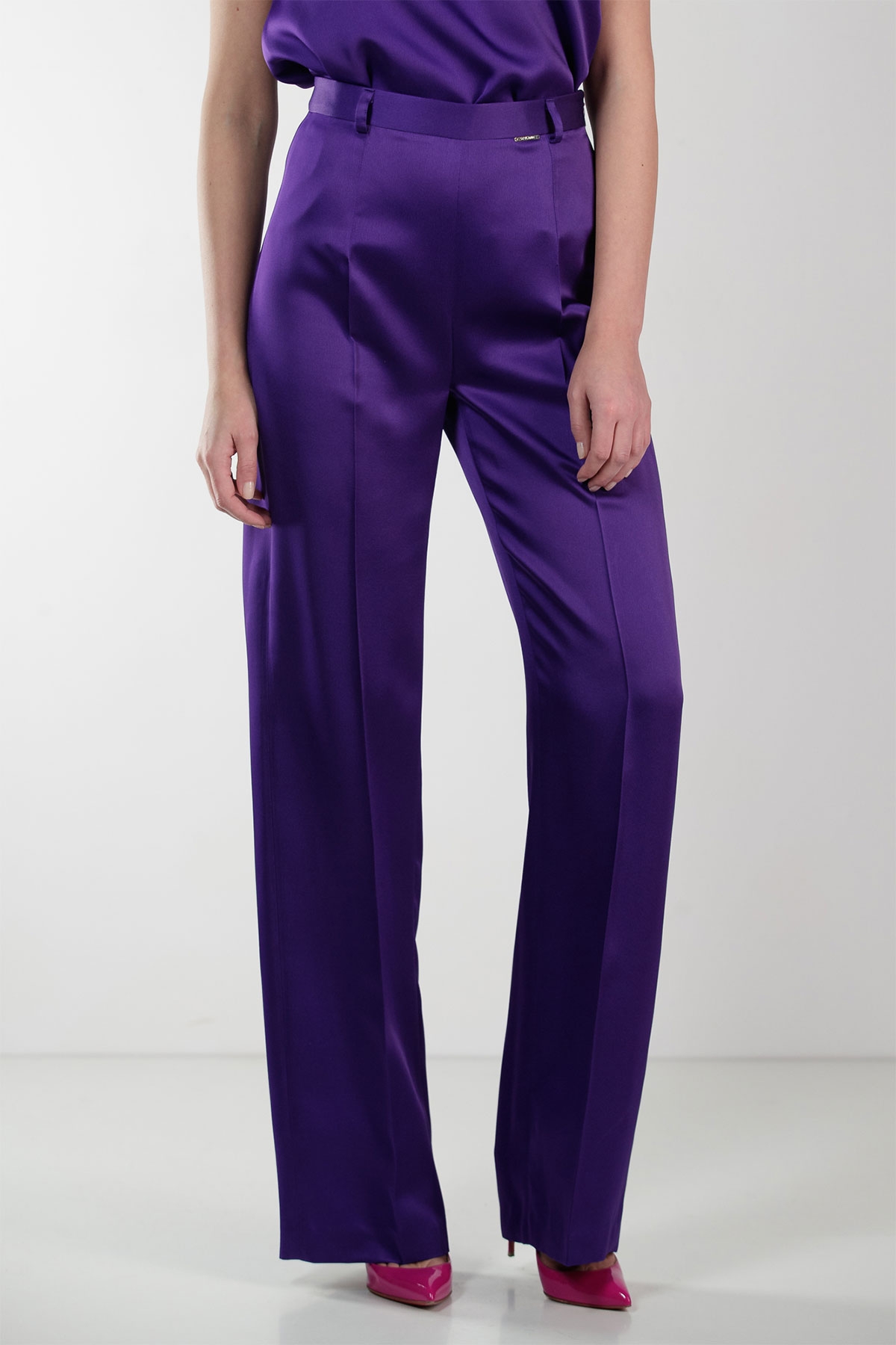 PURPLE WIDE-LEG SATIN PANTS STYLAND - STYLAND