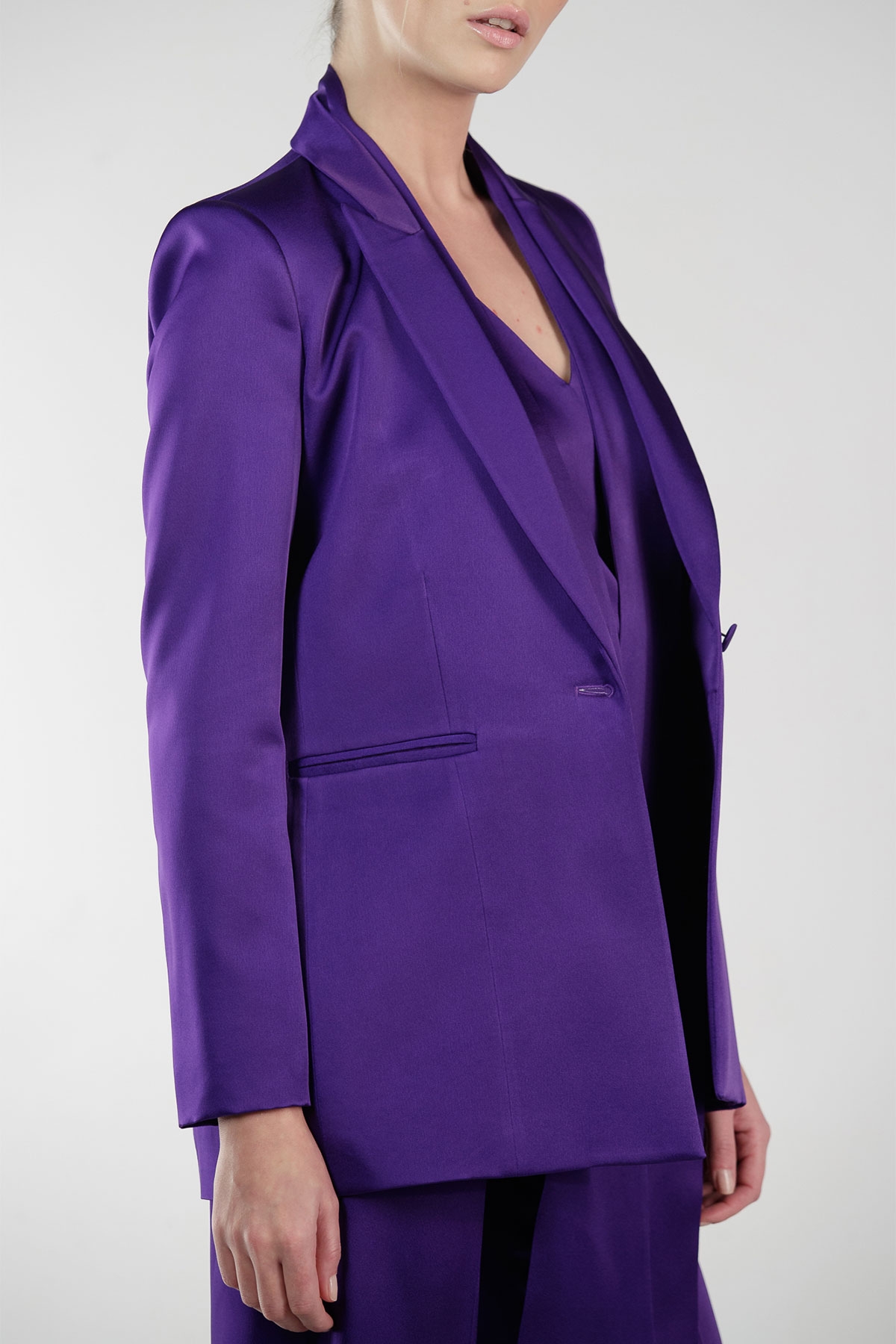 PURPLE SATIN BLAZER STYLAND