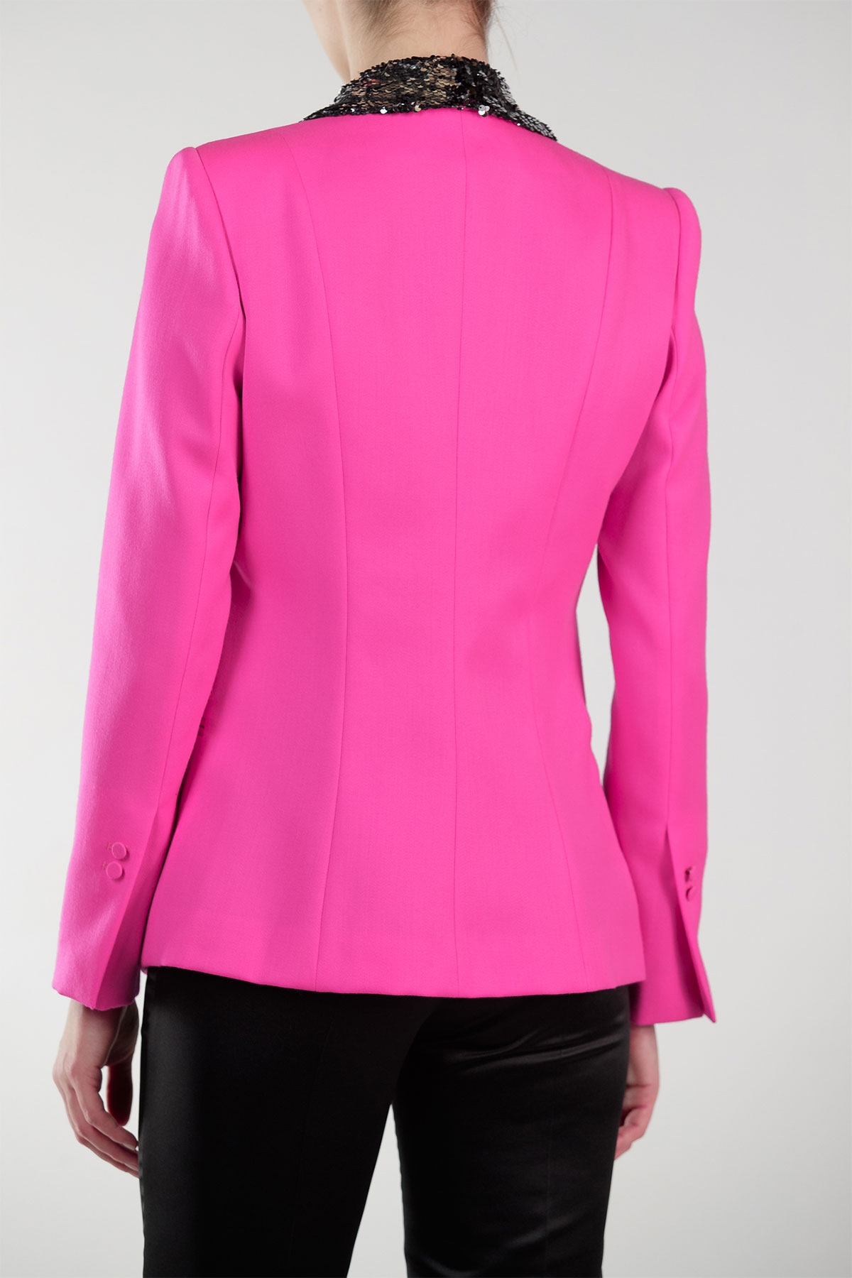 HOT PINK TUXEDO SEQUIN EMBELLISHED LAPEL STYLAND