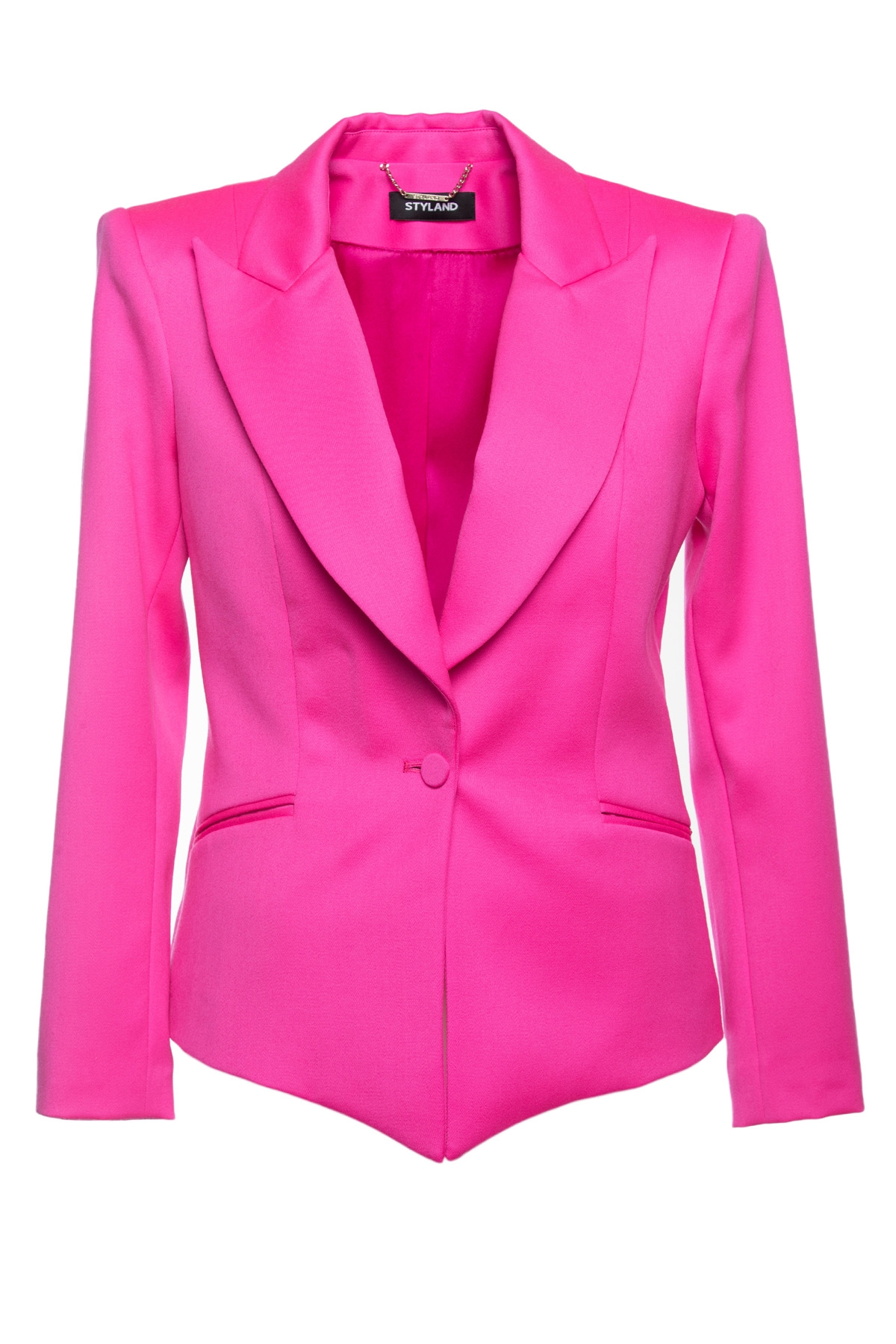 HOT PINK BLAZER WITH OVER-SIZED SHOULDERS - STYLAND
