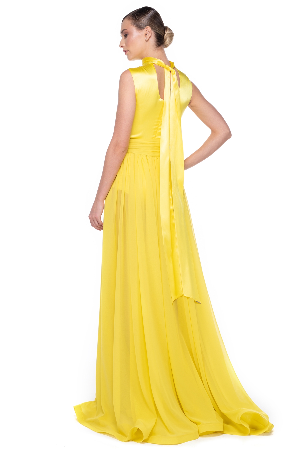 yellow chiffon maxi