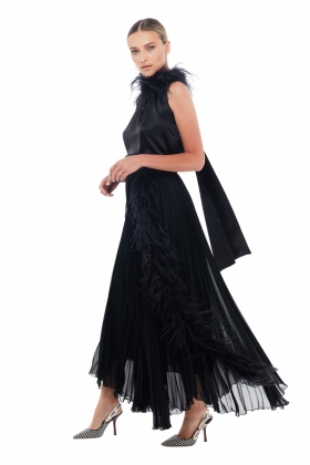 OSTRICH FEATHER EMBELISHED SILK TOP