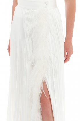 FEATHER-TRIM PLEATED MAXI SKIRT