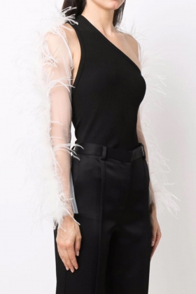 SIGNATURE WHITE OSTRICH FEATHER BOLERO