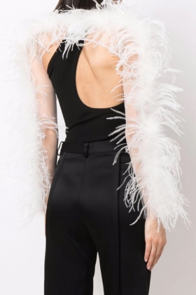 SIGNATURE WHITE OSTRICH FEATHER BOLERO