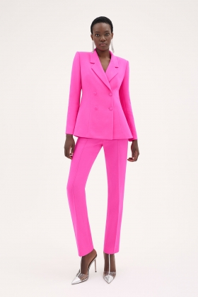 FLUO PINK DOUBLE BREASTED TAILORED CREPE WOOL BLAZER