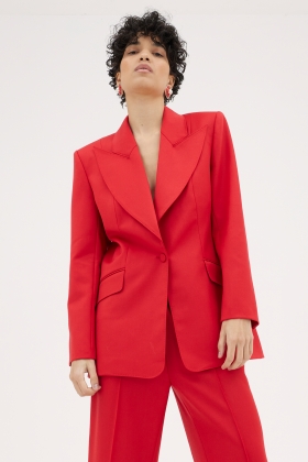 SIGNATURE RED WOOL TAILORED JACKET