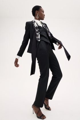 TUXEDO SEQUINS SHAWL LAPEL / SILK LINING